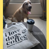 I love dogs & coffee tote bag